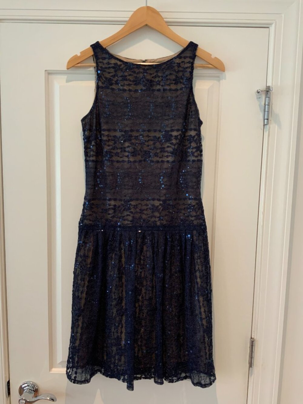 Lauren Ralph Lauren Navy Lace Sequin Dress Size 6